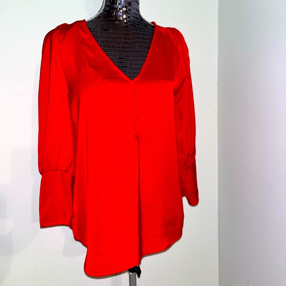 Red Buttoned Express Blouse - image 1